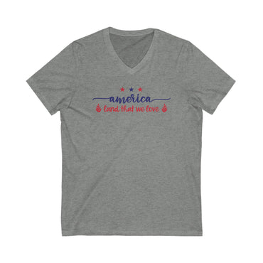 America Land That We Love - Jersey Short Sleeve V-Neck Tee