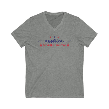 America Land That We Love - Jersey Short Sleeve V-Neck Tee