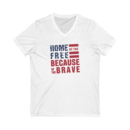 Home Of The Free - Ladies Jersey Short Sleeve V-Neck Tee