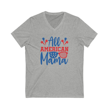 All American Mama - Ladies Jersey Short Sleeve V-Neck Tee