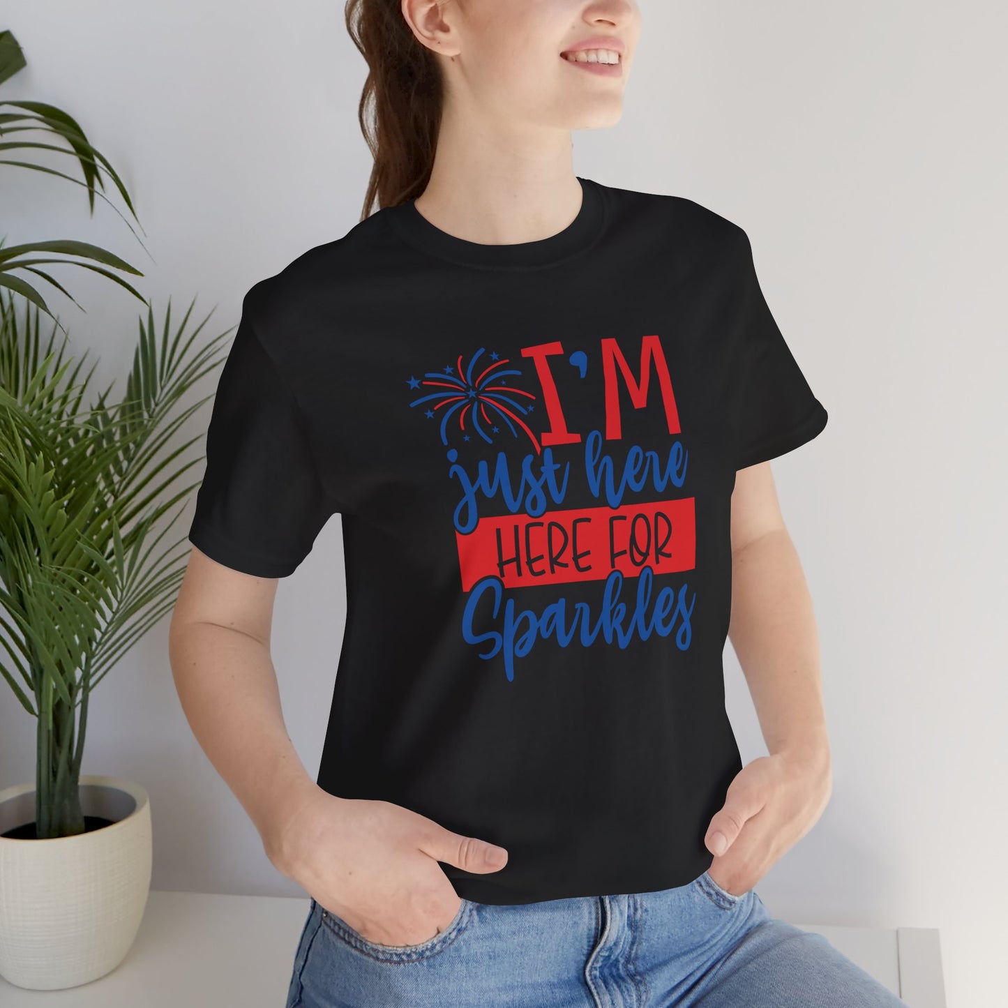 I'm Just Here For Sparkles - Ladies Jersey Short Sleeve Tee