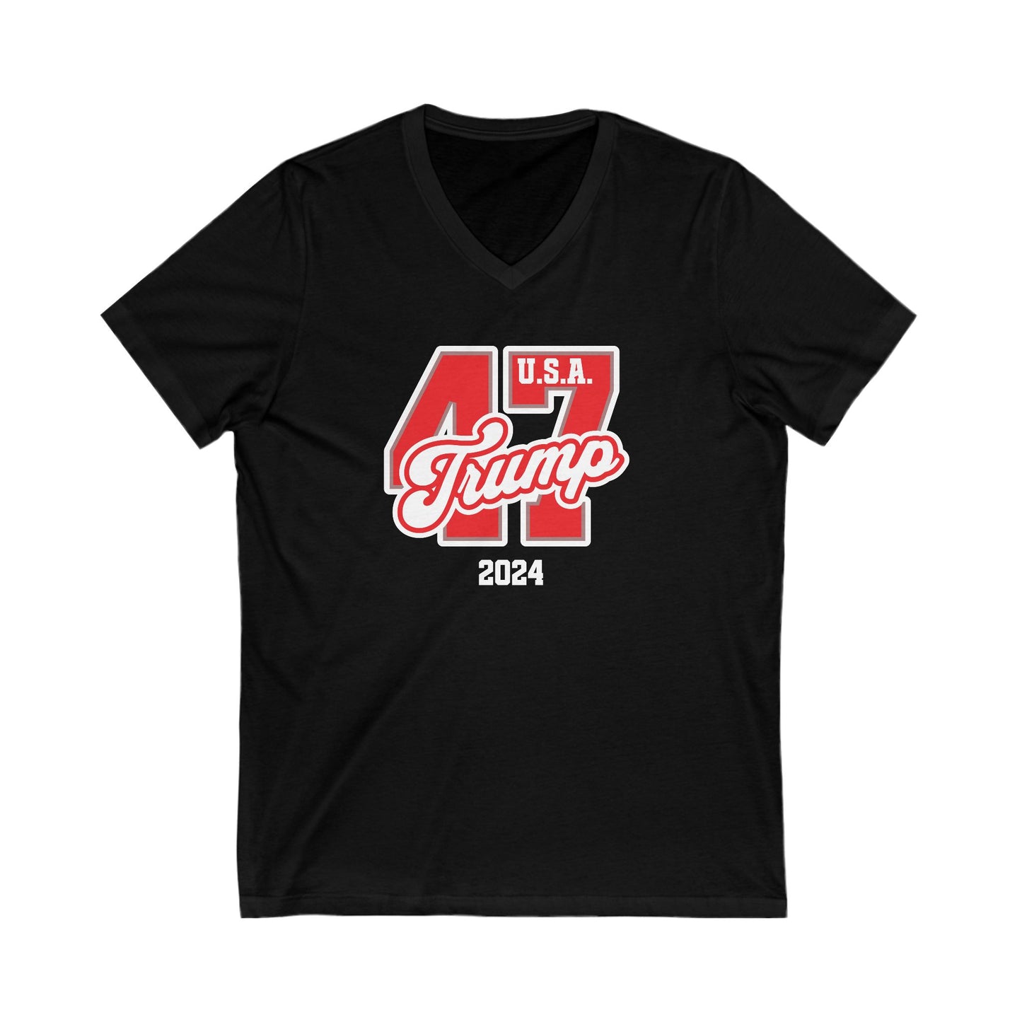 Trump 47- Ladies Jersey Short Sleeve V-Neck Tee