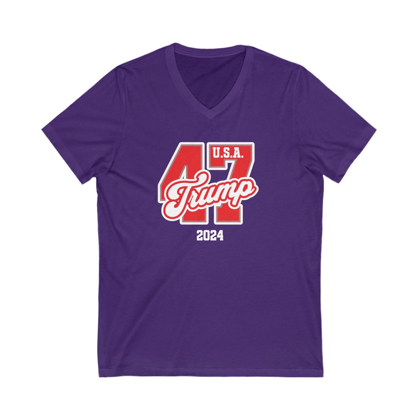 Trump 47- Ladies Jersey Short Sleeve V-Neck Tee