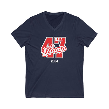 Trump 47- Ladies Jersey Short Sleeve V-Neck Tee