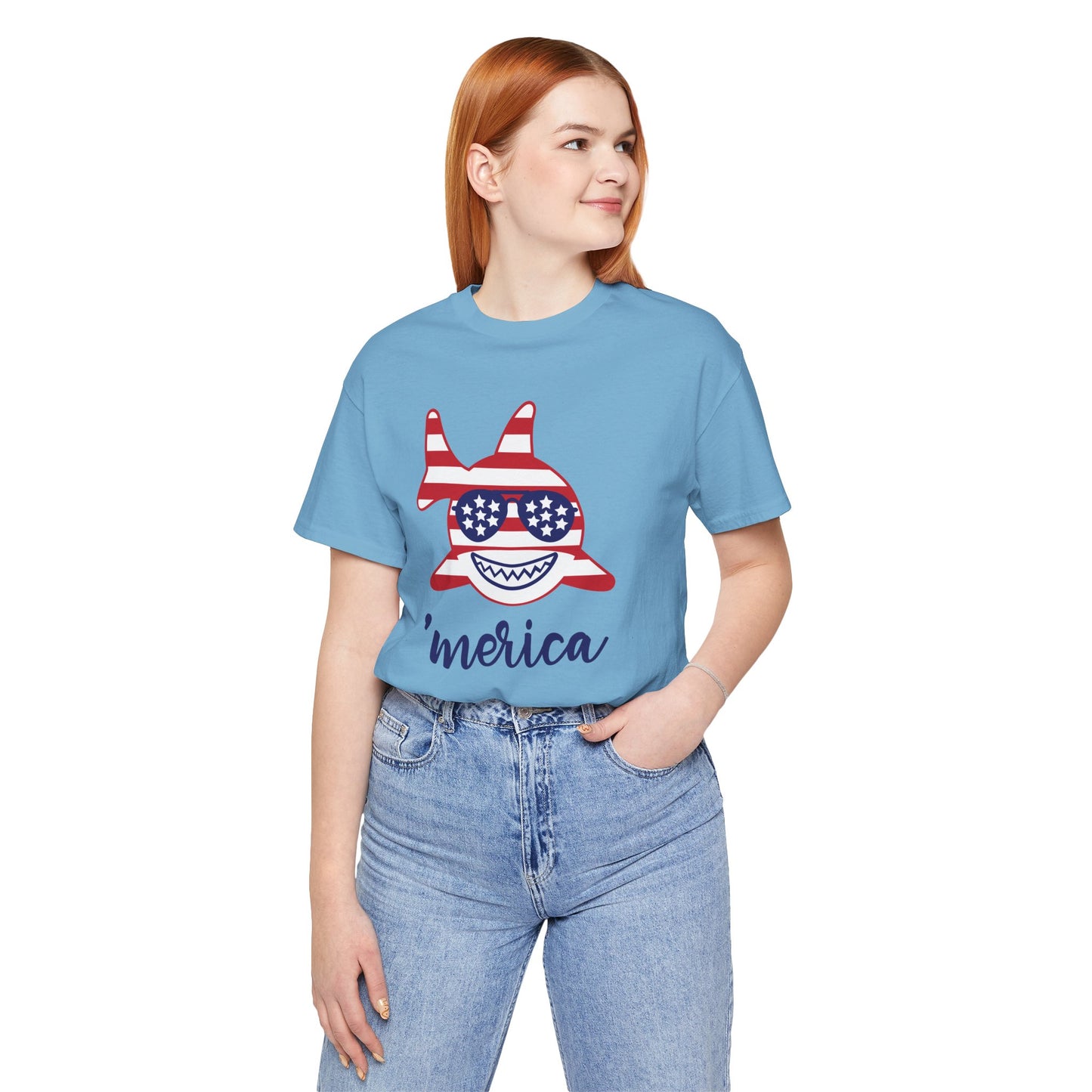 Merica Shark - Ladies Jersey Short Sleeve Tee