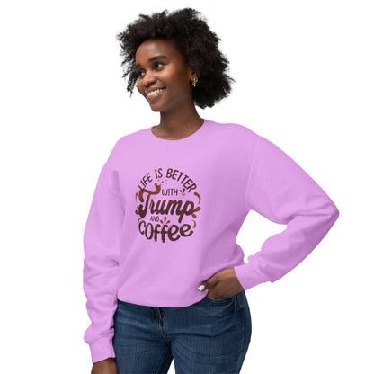 Trump and Coffee - Ladies Lightweight Crewneck Sweatshirt