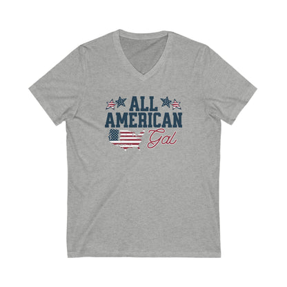 All American Gal - Jersey Short Sleeve V-Neck Tee