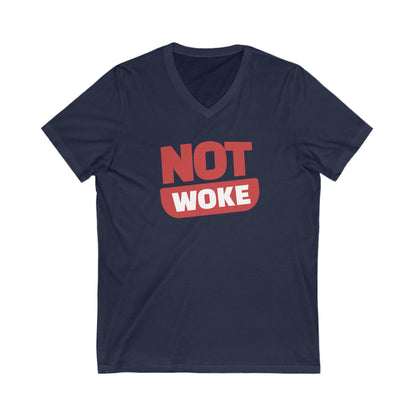 Not Woke - Ladies Jersey Short Sleeve V-Neck Tee