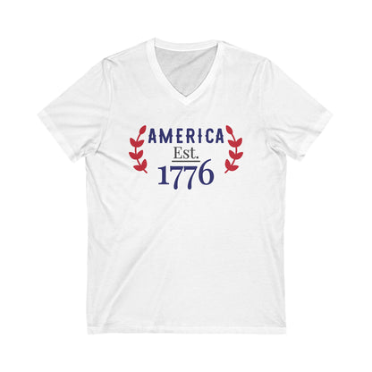 America Est. 1776 - Jersey Short Sleeve V-Neck Tee