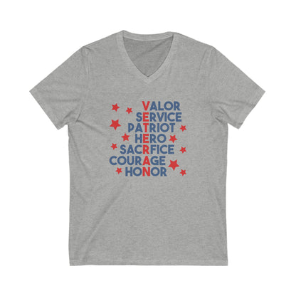 Veteran - Ladies Jersey Short Sleeve V-Neck Tee