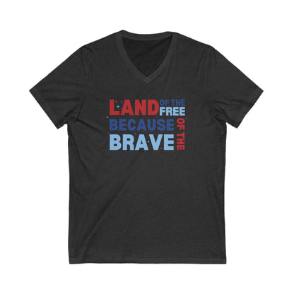 Land Of The Free - Ladies Jersey Short Sleeve V-Neck Tee