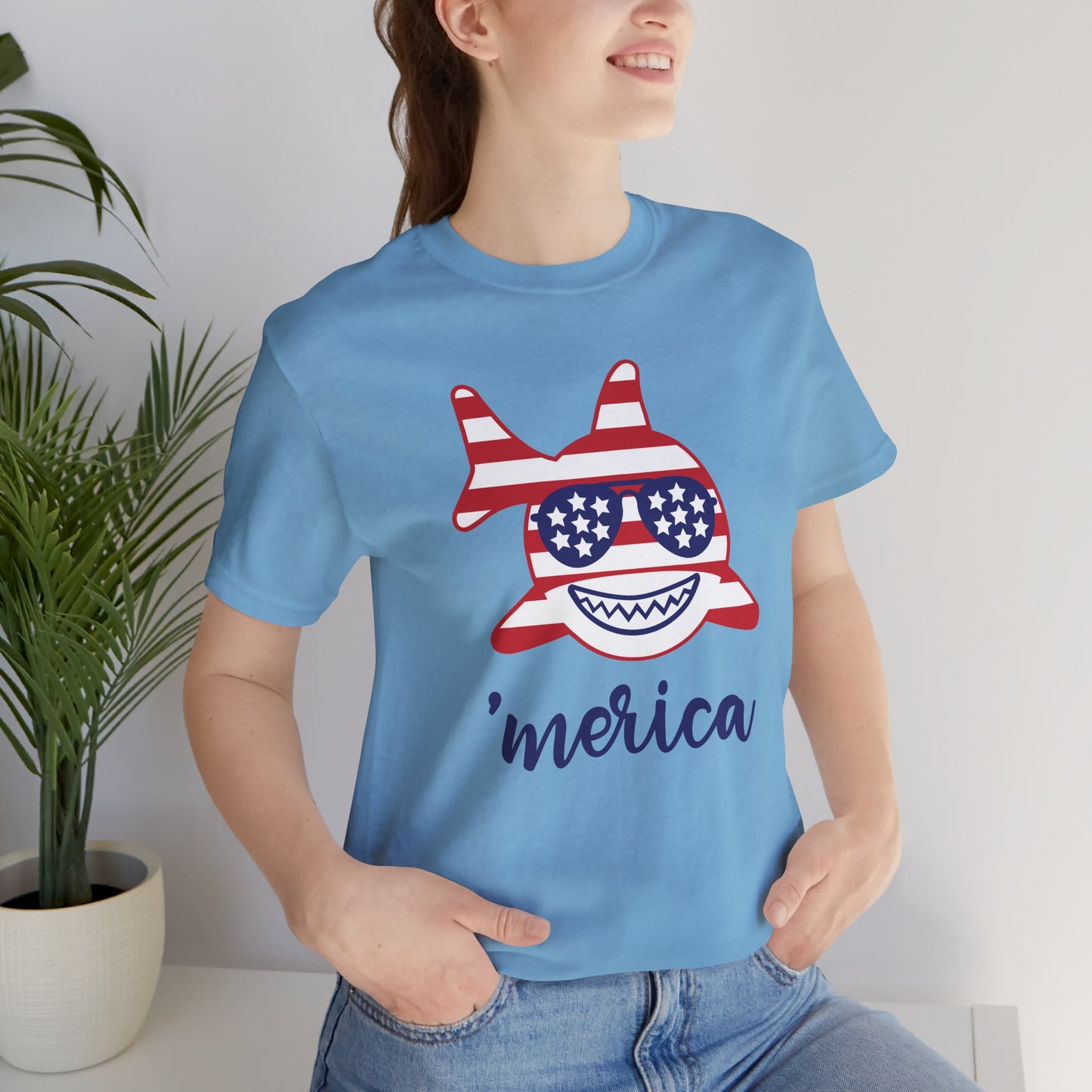 Merica Shark - Ladies Jersey Short Sleeve Tee