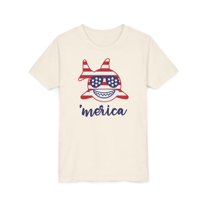 Merica Shark - Girls Youth Short Sleeve Tee