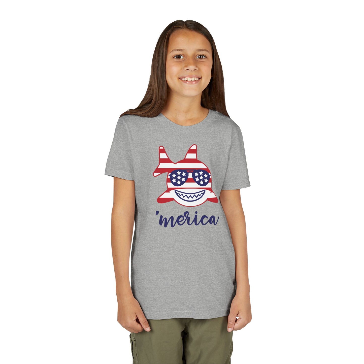 Merica Shark - Girls Youth Short Sleeve Tee