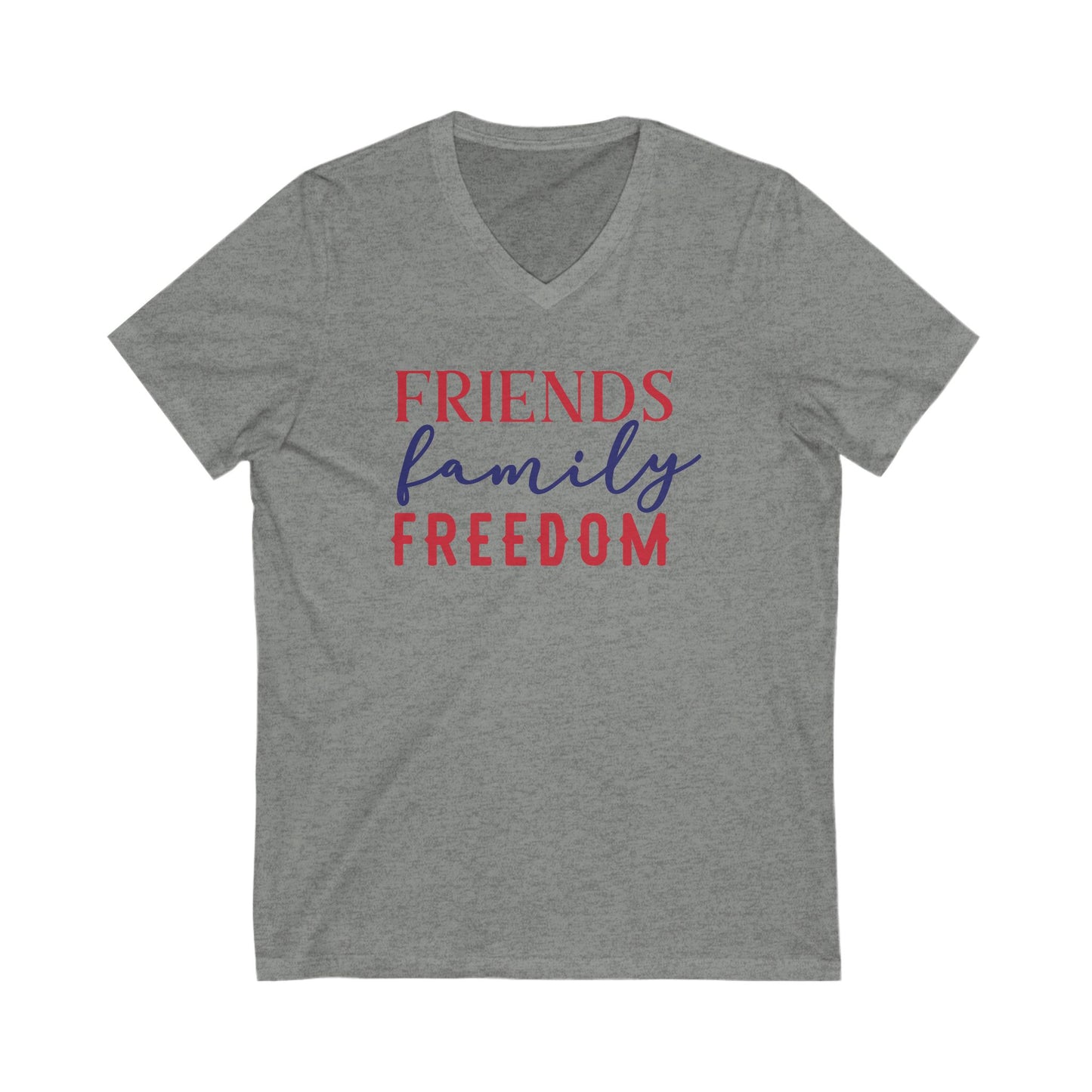 Friends Family Freedom - Jersey Short Sleeve V-Neck Tee