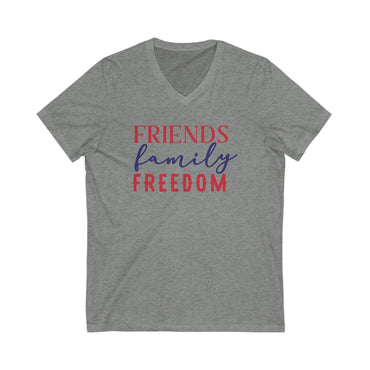 Friends Family Freedom - Jersey Short Sleeve V-Neck Tee