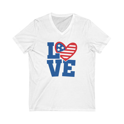 Love America - Ladies Jersey Short Sleeve V-Neck Tee