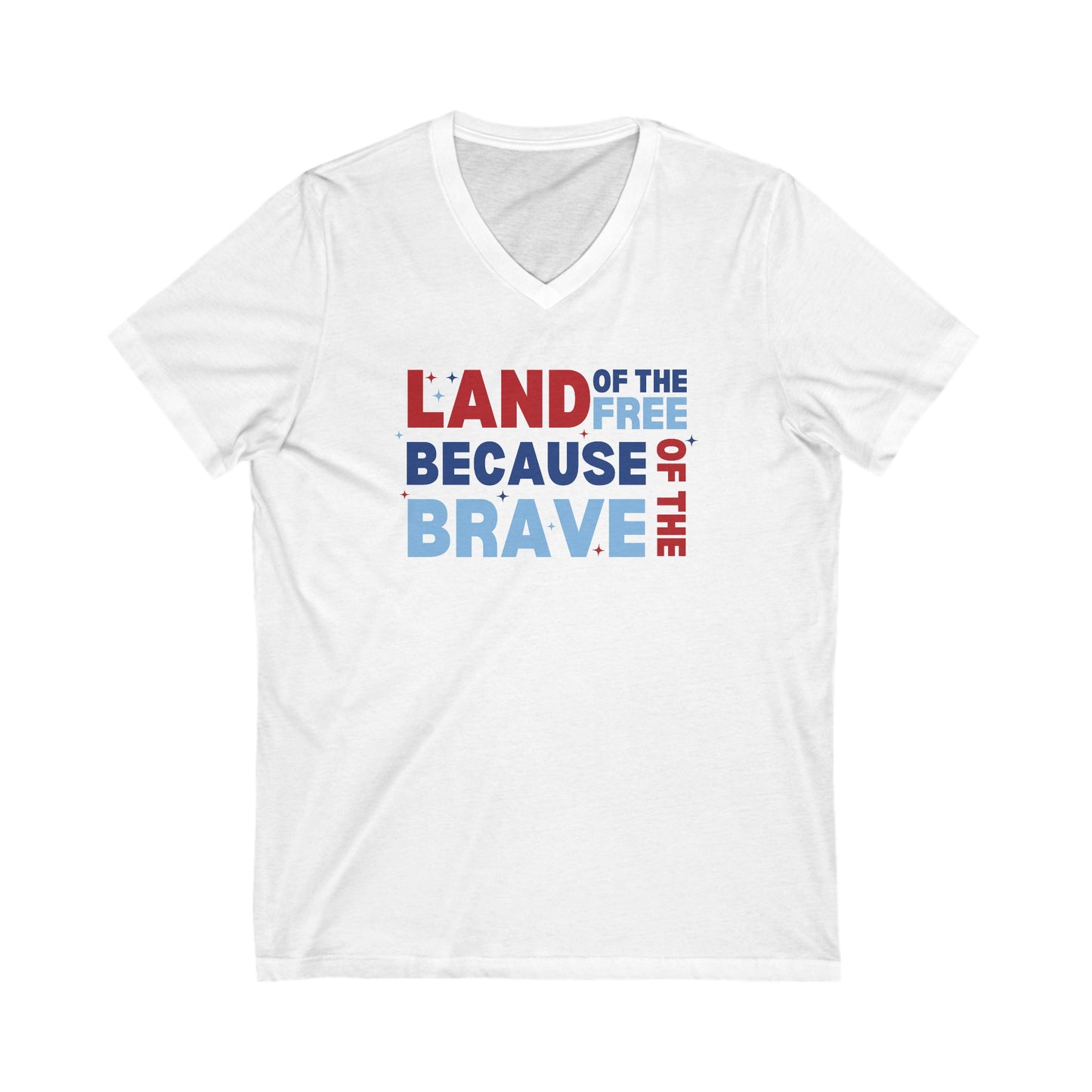 Land Of The Free - Ladies Jersey Short Sleeve V-Neck Tee