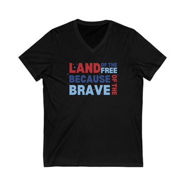 Land Of The Free - Ladies Jersey Short Sleeve V-Neck Tee