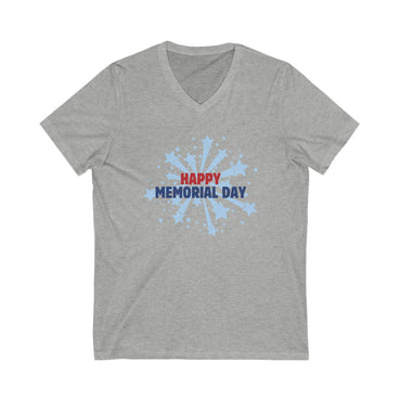 Happy Memorial Day - Ladies Jersey Short Sleeve V-Neck Tee