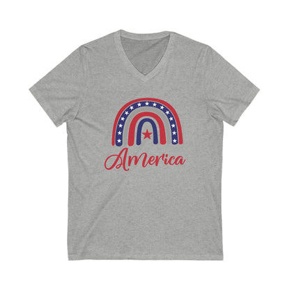 America Arch - Jersey Short Sleeve V-Neck Tee