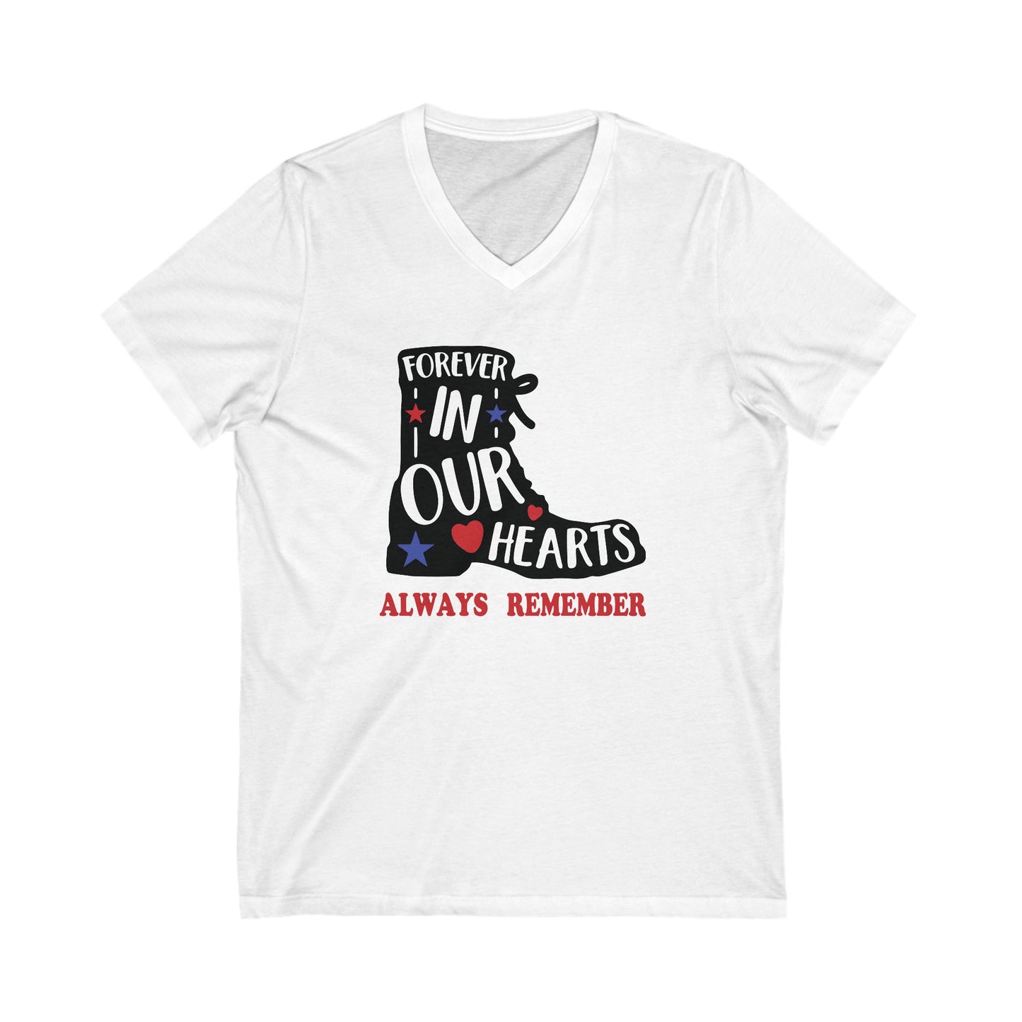 Forever In Our Hearts Boots - Ladies Jersey Short Sleeve V-Neck Tee