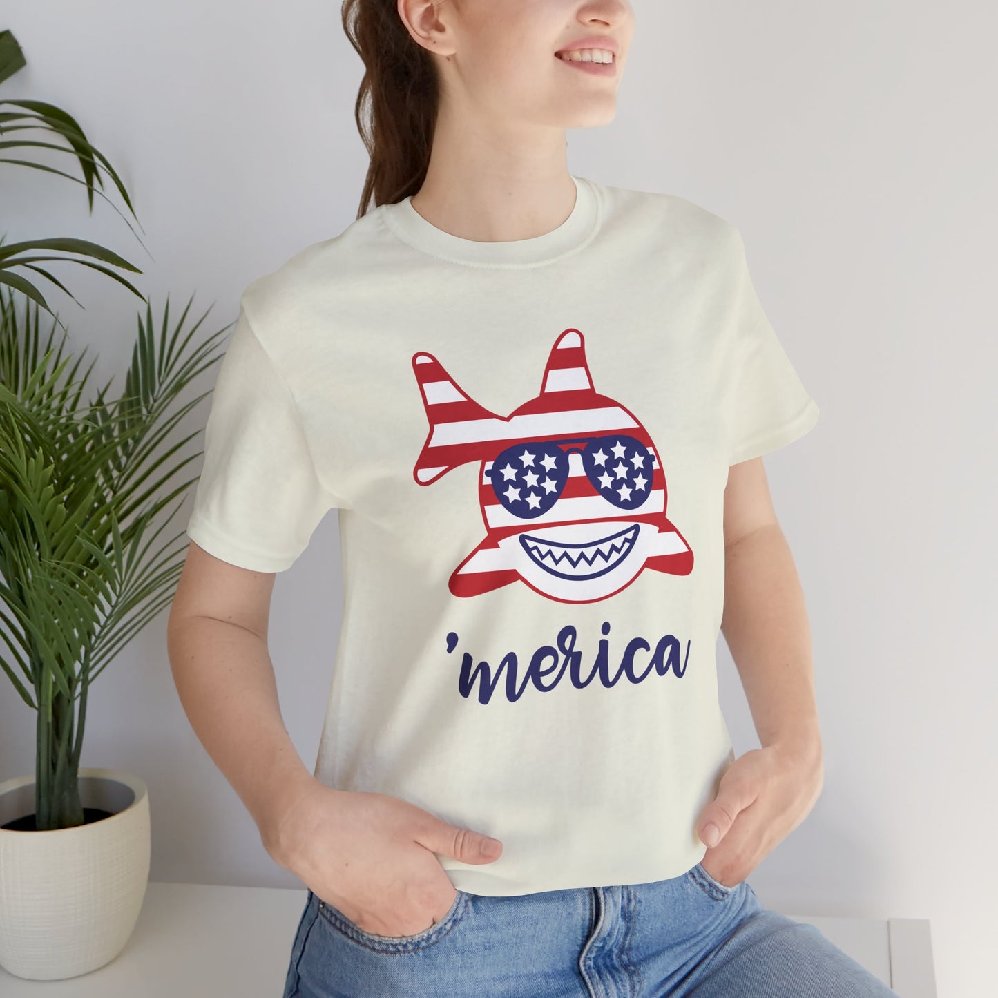 Merica Shark - Ladies Jersey Short Sleeve Tee