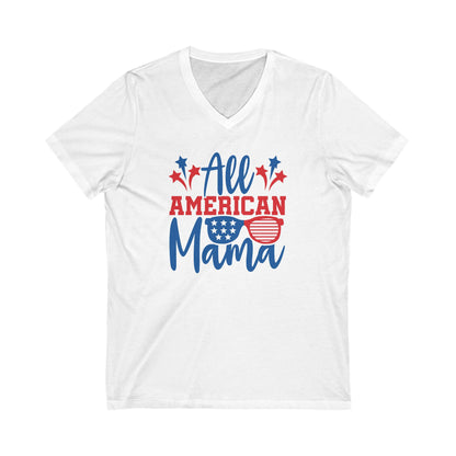 All American Mama - Ladies Jersey Short Sleeve V-Neck Tee