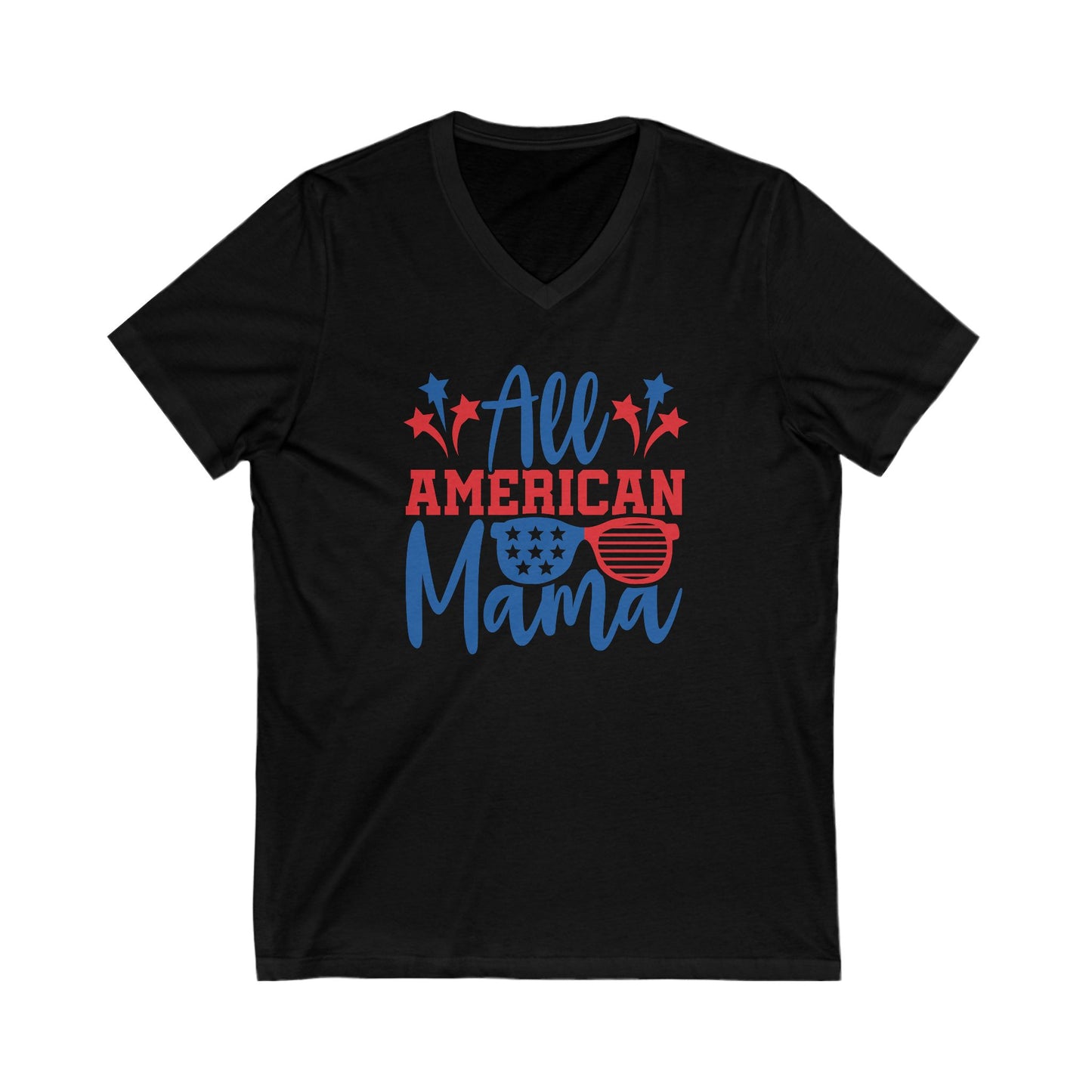 All American Mama - Ladies Jersey Short Sleeve V-Neck Tee