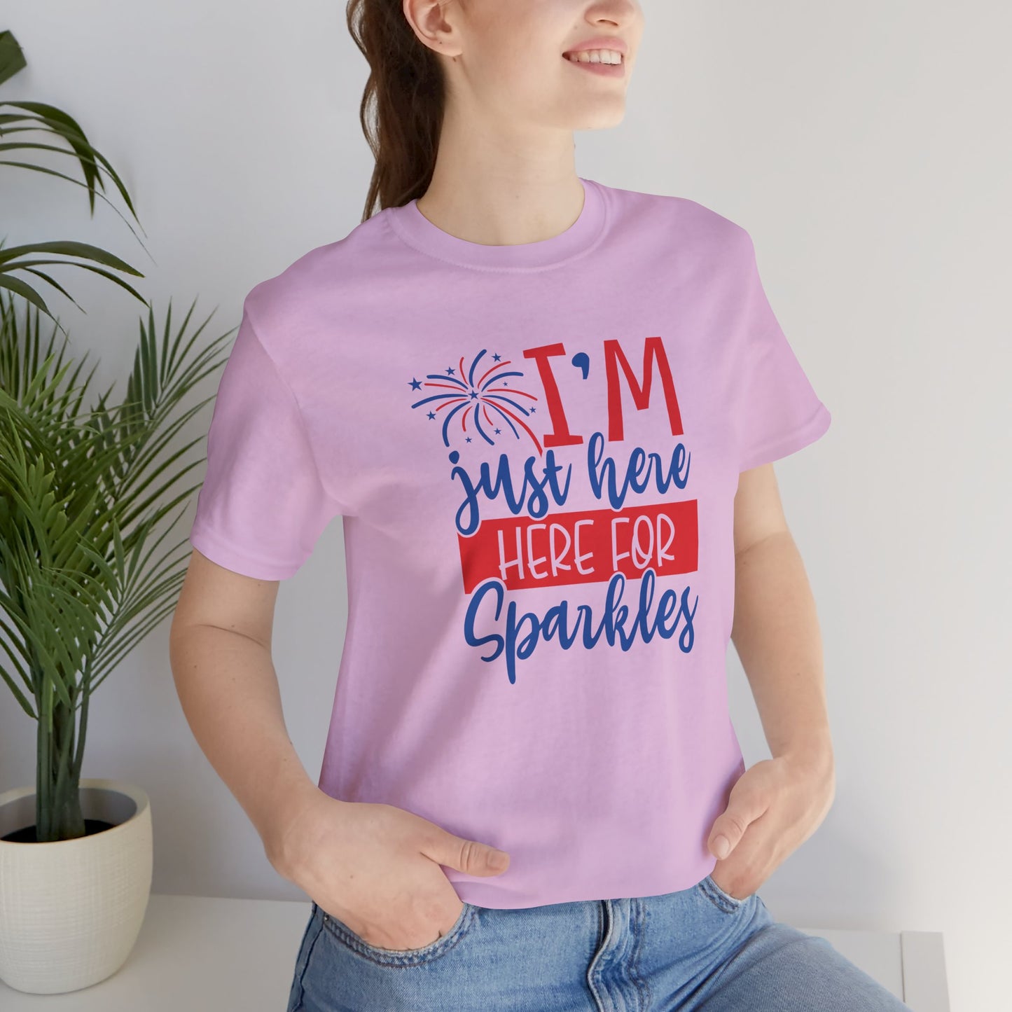 I'm Just Here For Sparkles - Ladies Jersey Short Sleeve Tee