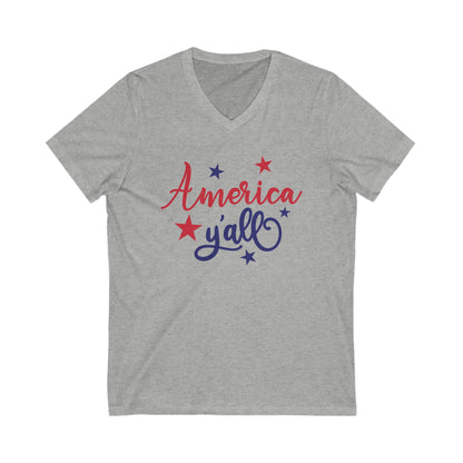 America Yall- Jersey Short Sleeve V-Neck Tee