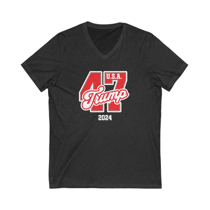 Trump 47- Ladies Jersey Short Sleeve V-Neck Tee