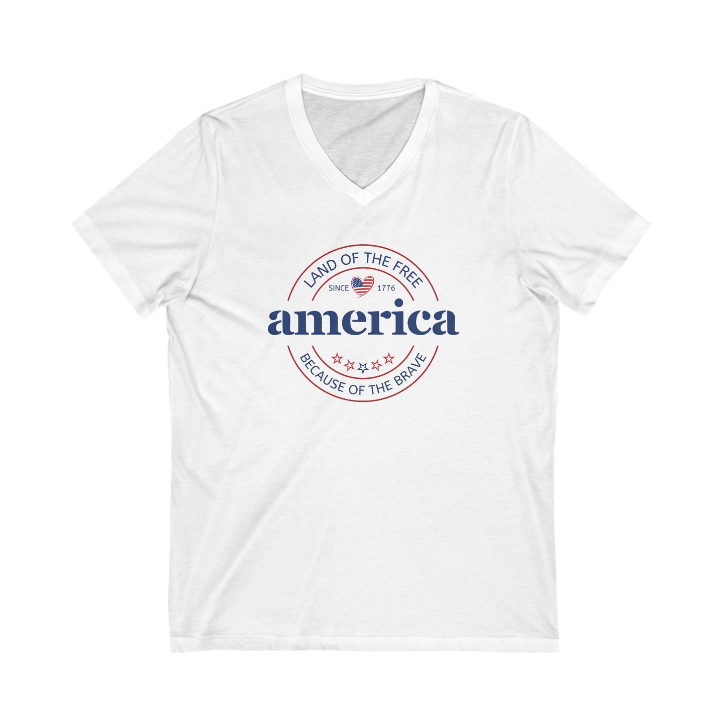 Land Of The Free - Ladies Jersey Short Sleeve V-Neck Tee