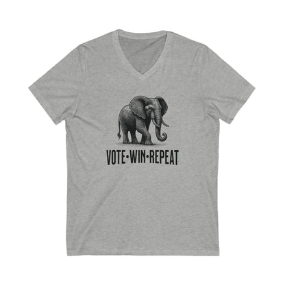 Vote Win Repeat - Jersey Short Sleeve V-Neck Tee